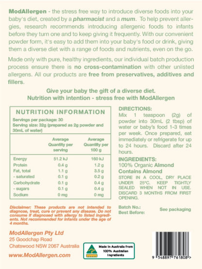 Almond Powder Organic - 3 Month Supply - ModAllergen