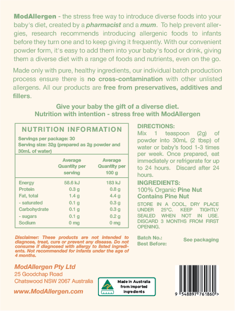 Pine Nut Powder Organic - ModAllergen